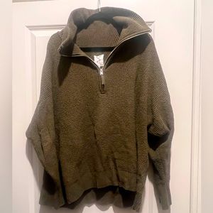 Aerie Cozup Waffle Swear - Olive Green - size L